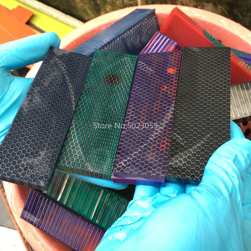 Placa de material para mango de cuchillo C-Tek, material de resina, grano de serpiente, patrón de panal, material para mango de tirachinas, 2 piezas - imagen 4