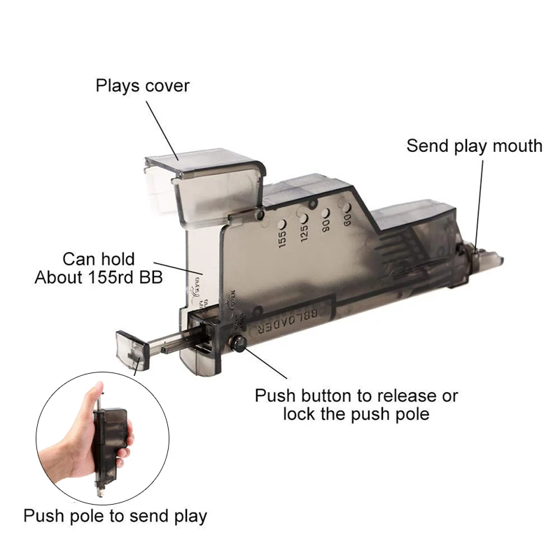 Cargador de velocidad BB de plástico táctico Airsoft, juegos de guerra CS, disparo de combate, accesorios de caza y Paintball, 155 rondas - imagen 3