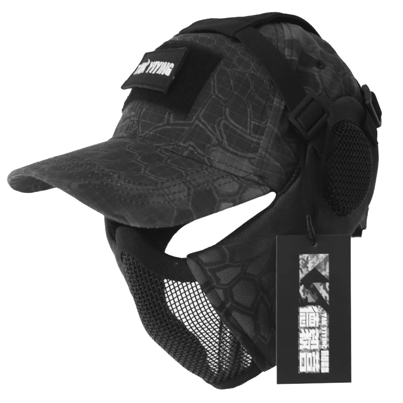 TAK YIYING máscara de malla plegable táctica de camuflaje con protección para los oídos con gorra para caza - imagen 3