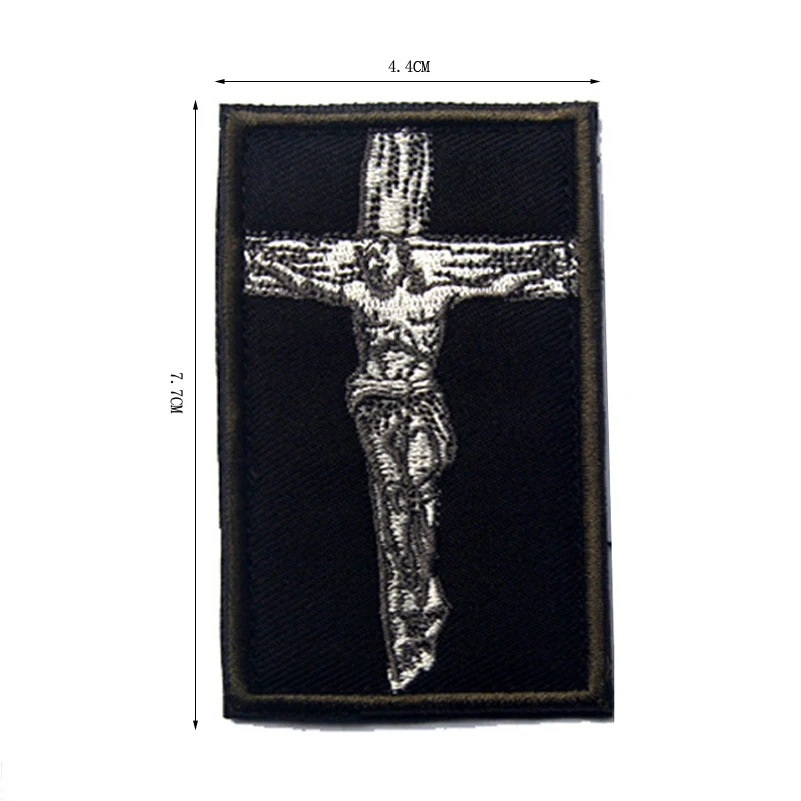 Parche de Jesús cristiano en cruz, parche bordado decorativo de gancho y bucle para mochila y ropa - imagen 4