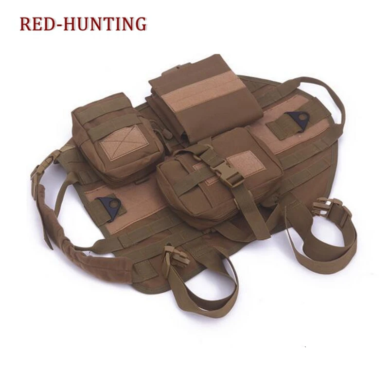 Chaleco táctico militar para perros, ropa de entrenamiento, arnés Molle, con tres bolsillos - imagen 4