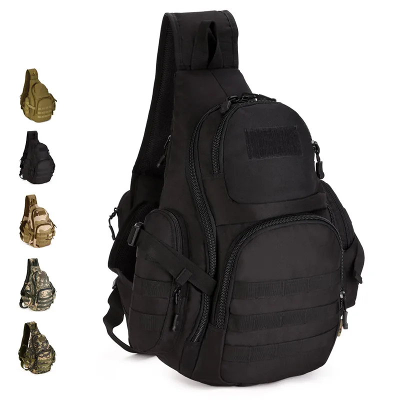 Bolsa de mensajero de hombro impermeable para hombre, bolsa de pecho triangular Molle, mochila para portátil de 14 pulgadas - imagen 4