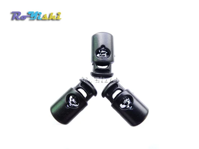 Barril de plástico negro de 100 piezas, cierres de cable de resorte, topes, 20,5mm x 10mm - imagen 2