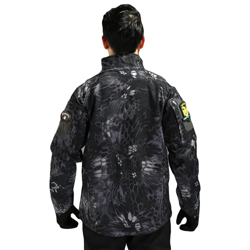 MEGE-Chaqueta cortavientos para hombre, abrigo táctico de piel de tiburón, Softshell, cuello alto, ropa de lana - imagen 4