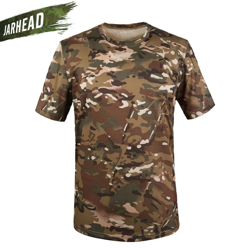 Camiseta de camuflaje de caza al aire libre para hombres, camisa transpirable de combate táctico del ejército, camisetas de campamento de camuflaje deportivo seco militar - imagen 3