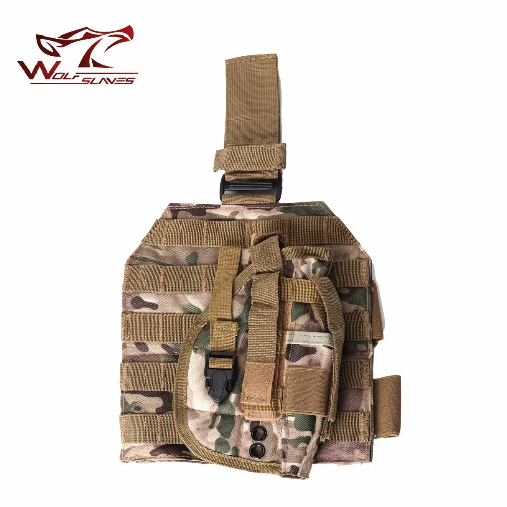 Funda para pistola Molle, funda táctica ajustable Puttee muslo pierna PB 075 pistola Airsoft funda para pistola con bolsa de bolsillo para revistas - imagen 5