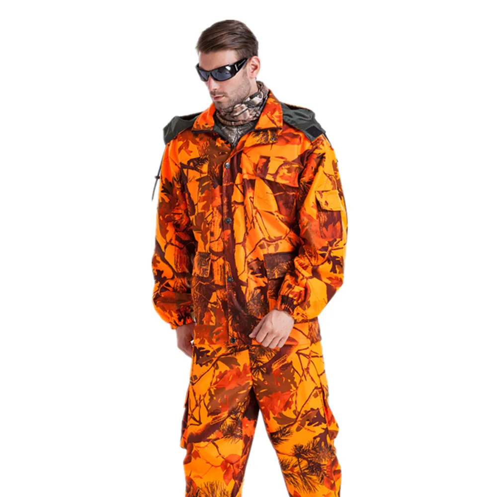 Traje de pesca de camuflaje biónico naranja Blaze para hombre al aire libre, chaqueta de tiro táctico de escalada impermeable al viento, pantalones - imagen 5