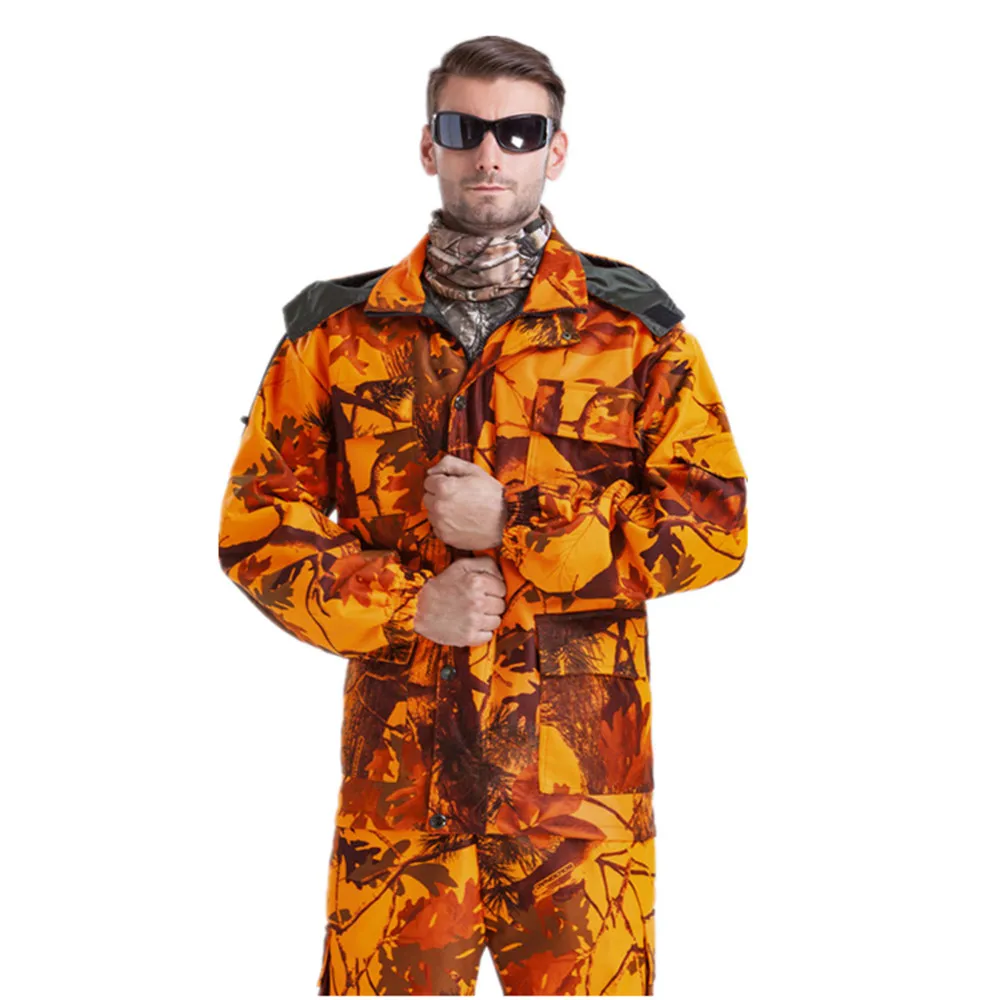 Traje de pesca de caza de camuflaje de Hojas de arce para hombre al aire libre impermeable primavera otoño traje Ghillie chaqueta con capucha desmontable pantalones - imagen 3