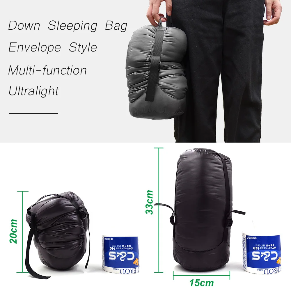 Saco de dormir de plumón de pato ultraligero multiusos para adultos, bolsa de dormir compacta portátil para senderismo, mochilero para acampar al aire libre - imagen 4