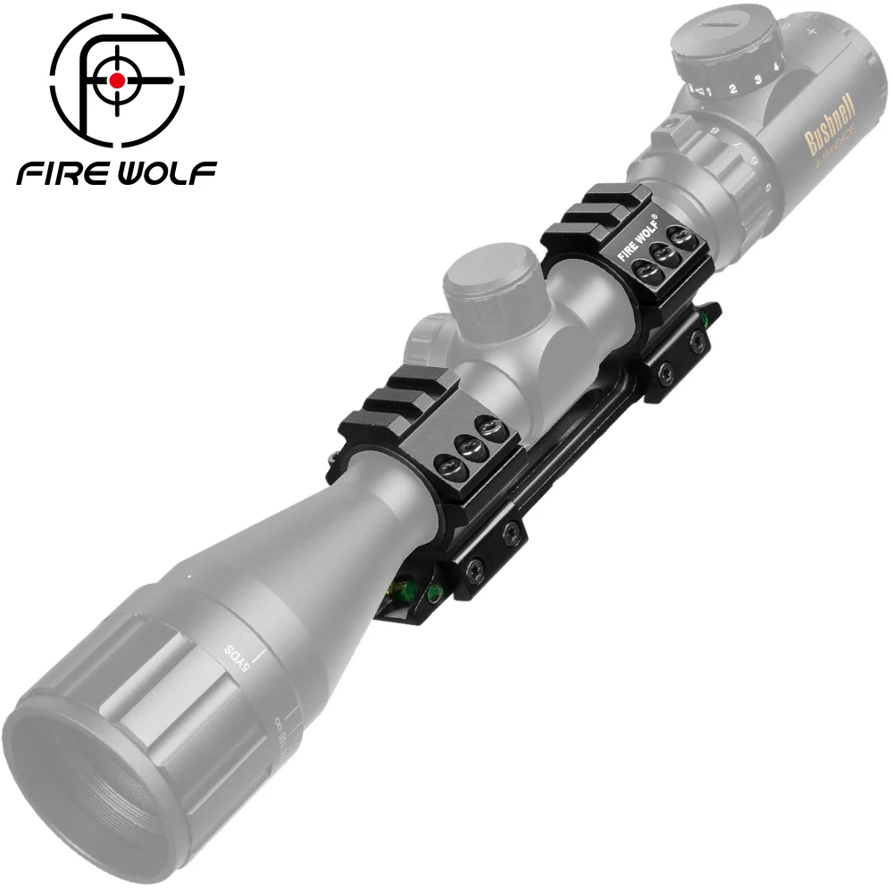 Anillos Fire Wolf de 25,4mm/30mm, nivel de burbuja, anillos ajustables para mira telescópica de caza, soportes para riel de cola de milano de una pieza de 11mm - imagen 3