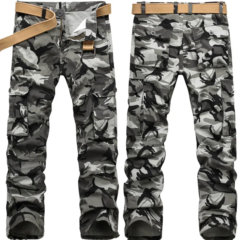 Monos de camuflaje de algodón para hombre, pantalones largos, sueltos, rectos, múltiples bolsillos, deportes al aire libre, escalada, Verano - imagen 2