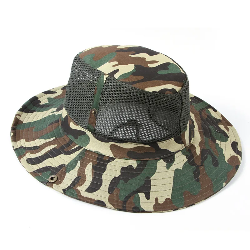 Sombrero redondo de algodón para hombre y mujer, gorra de cubo de camuflaje de la selva, para pesca al aire libre, Camping, montañismo, protector solar, Boonie - imagen 5