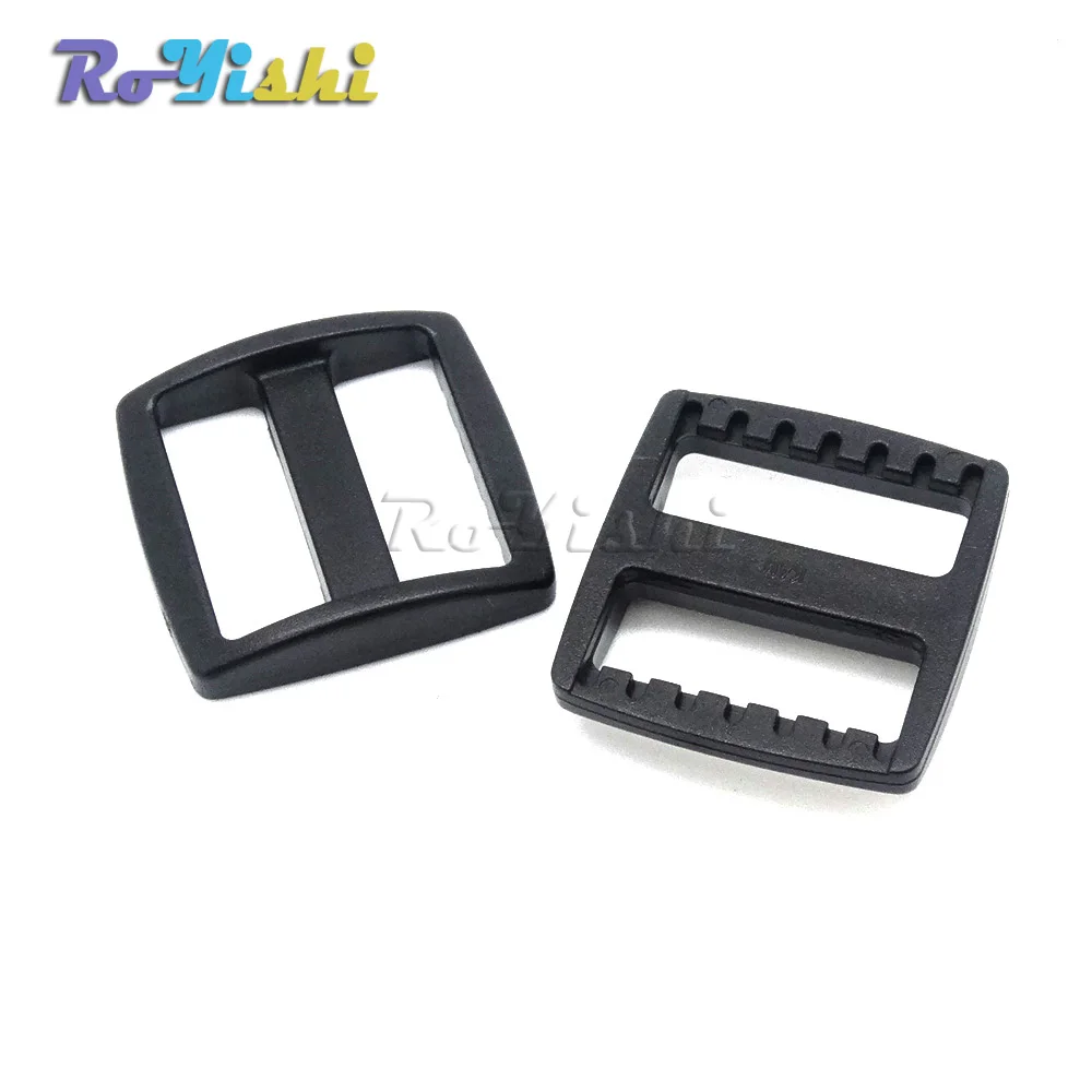 100 unids/paquete de 1 "deslizador de plástico negro, triple deslizamiento, hebillas ajustables, tamaño de correas de 25mm - imagen 3