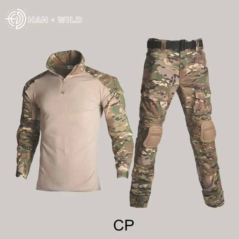 Uniforme táctico de camuflaje para hombre, ropa de caza, camisa de combate Airsoft, pantalones con rodilleras - imagen 2
