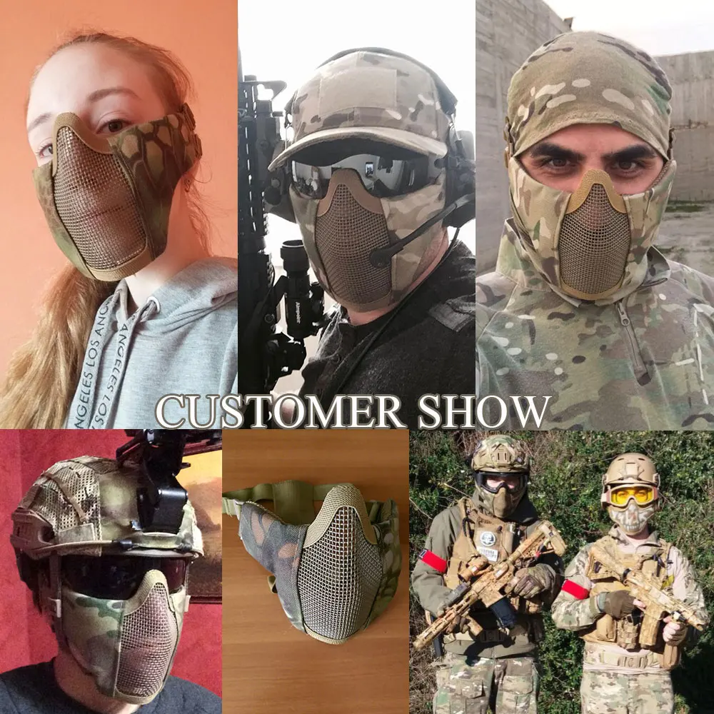 SINAIRSOFT Tactical Airsoft Casco de la Máscara de Media Cara Inferior de Metal Neto de Acero prop para Paintball Caza Protectora Partido Máscara CS - imagen 4
