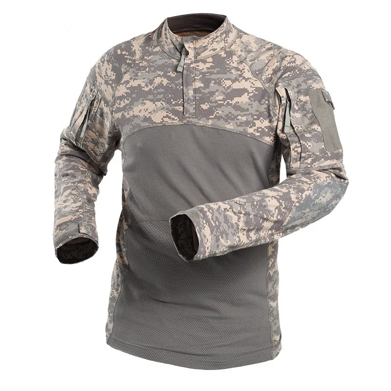 Uniforme de combate de camuflaje de manga larga para Primavera, Tops de algodón para fanáticos del ejército, deportes al aire libre, entrenamiento de escalada, camisa táctica transpirable - imagen 3