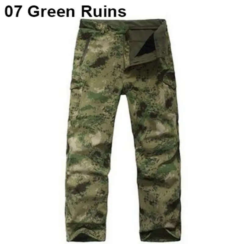 Pantalones de camuflaje de cuero de tiburón de alta calidad para hombre, pantalones impermeables Softshell para senderismo al aire libre, acampada, 11 colores - imagen 5