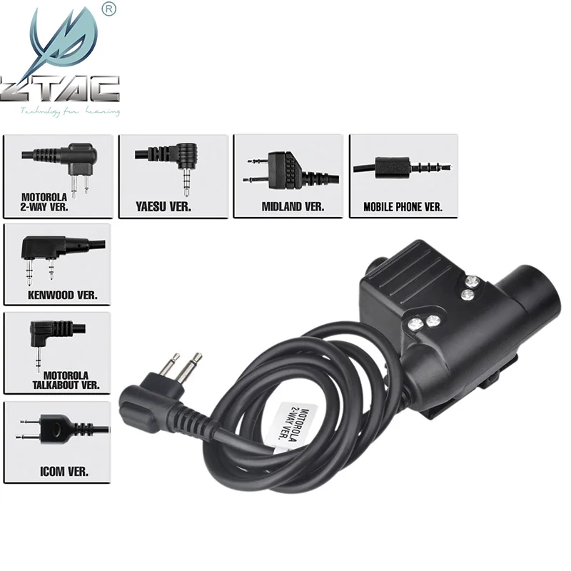 Airsoft Z-auriculares tácticos para caza, cascos tácticos militares Para Kenwood Midland, U94, PTT, accesorios Z027-FG + Z113 - imagen 5