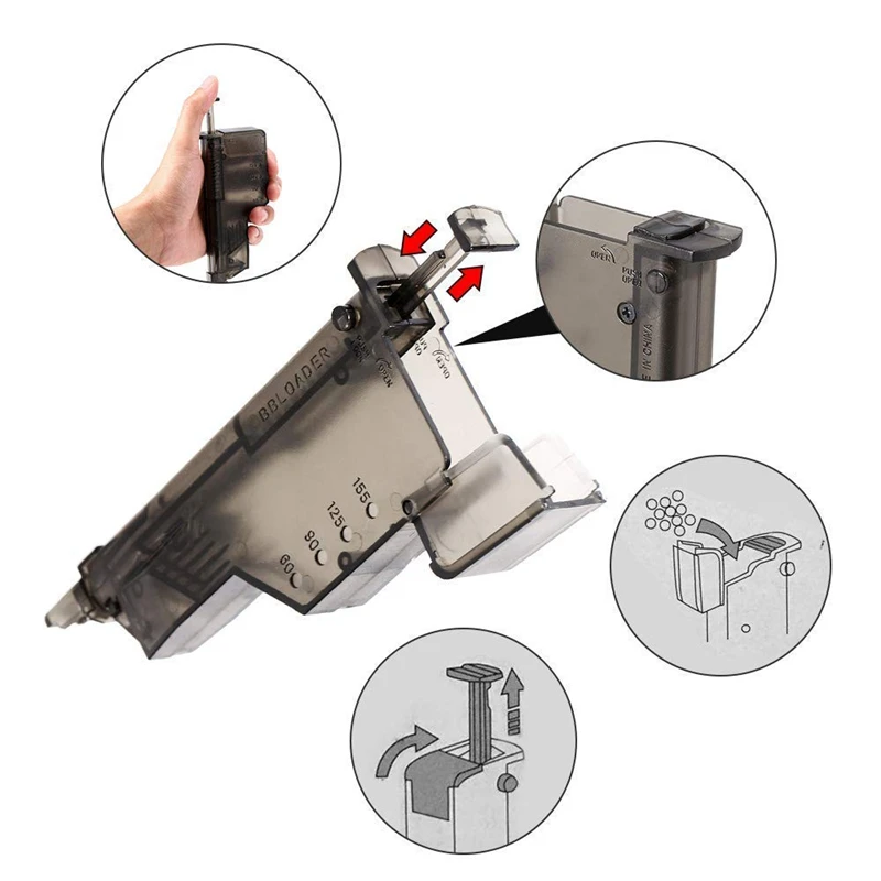 Cargador de velocidad BB de plástico táctico Airsoft, juegos de guerra CS, disparo de combate, accesorios de caza y Paintball, 155 rondas - imagen 4