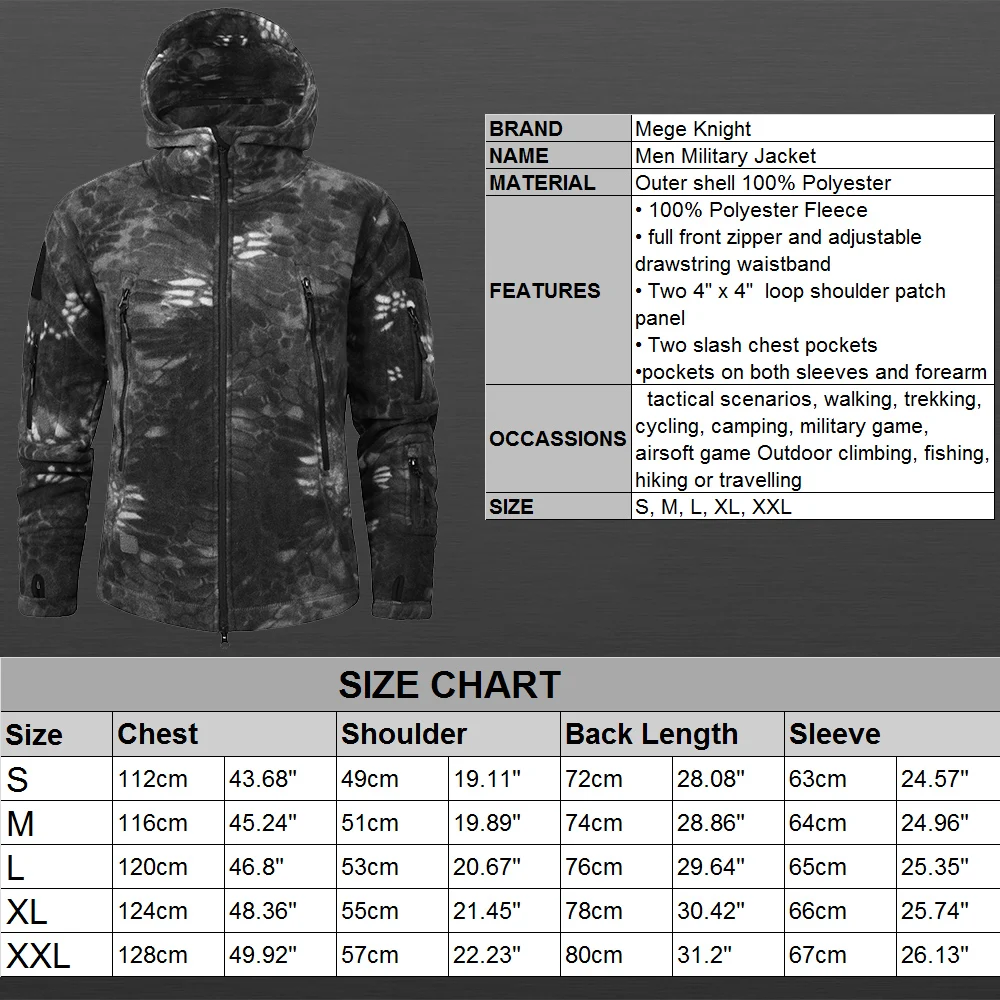 Polar táctico militar con capucha – Camuflaje verde para hombre - imagen 2