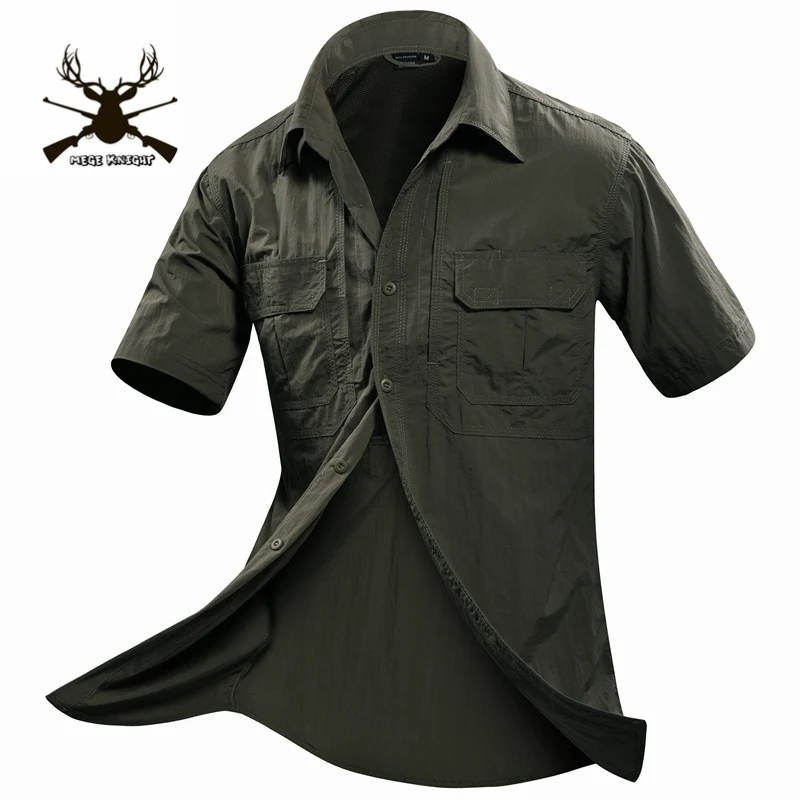 MEGE militar-Camisa de manga corta para hombre, Camisa informal de marca, ropa Social, verano, 2XL - imagen 3