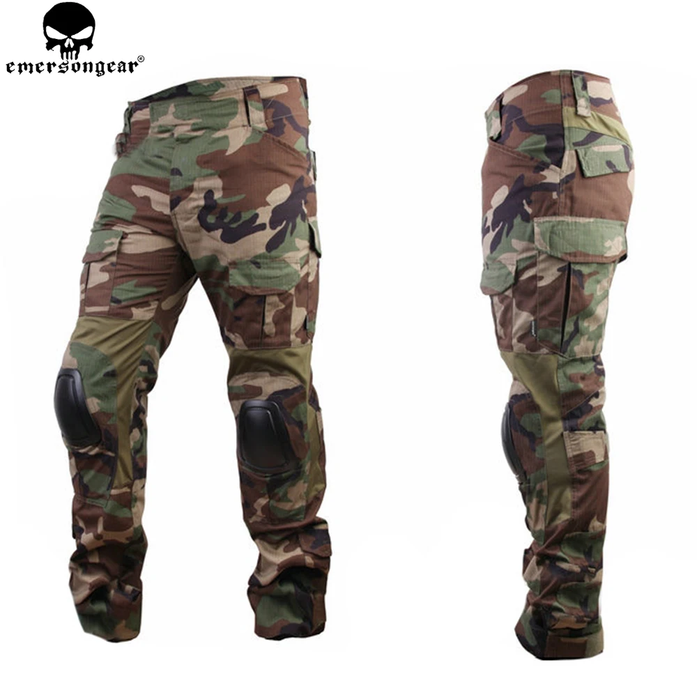 Emersongear-uniforme de combate, ropa de caza, traje Ghillie de camuflaje, emerson Woodland, pantalones tácticos con rodilleras, EM6974 - imagen 3