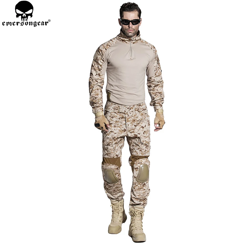 EMERSONGEAR-traje de combate Gen2 BDU Airsoft, camisa táctica, pantalones con coderas, rodilleras, ropa de caza civil, AOR1, EM6914
