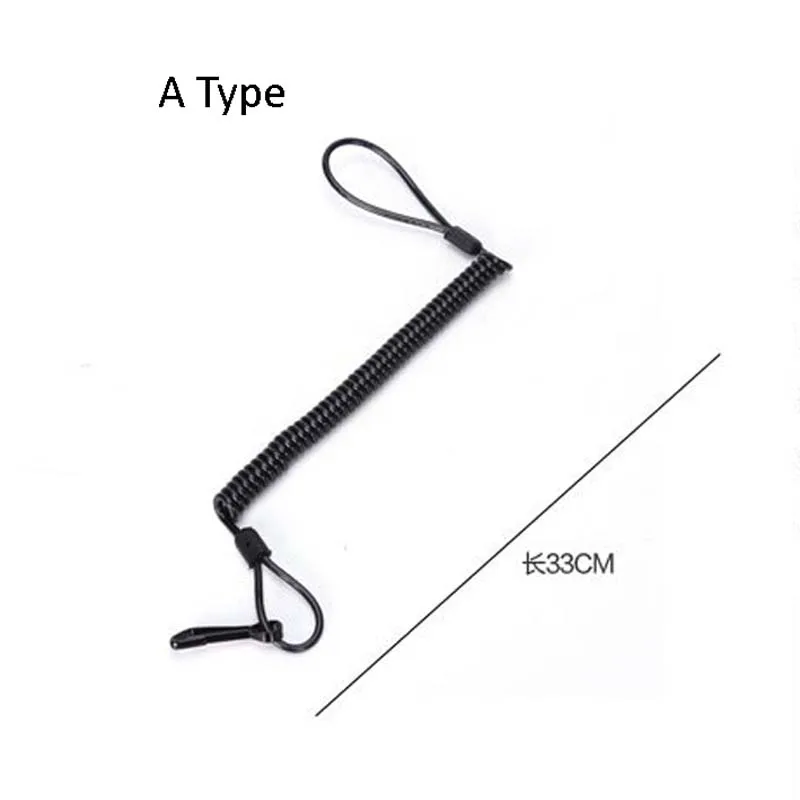 Eslinga de cordón de cuerda elástica de resorte retráctil táctico para acampar al aire libre llavero de teléfono antipérdida negro - imagen 5