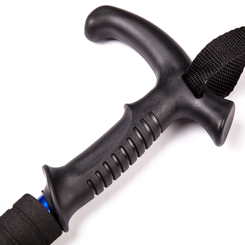 Bastón de senderismo de aluminio antigolpes Unisex, duradero, con mango de goma tipo T, ajustable - imagen 5