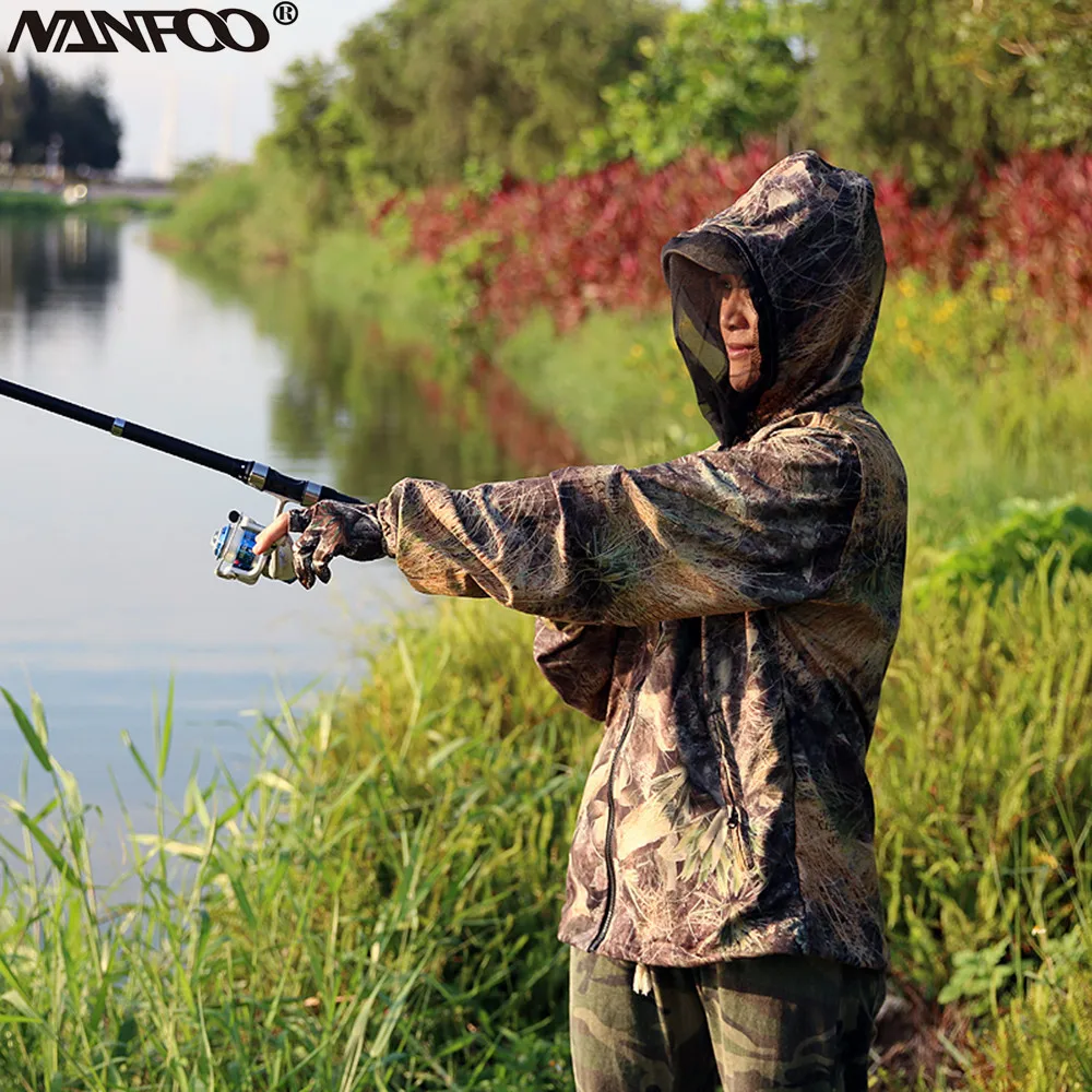 Primavera agua hierba Boinic camuflaje a prueba de mosquitos sudaderas con capucha de pesca protección solar transpirable absorción de sudor traje de pesca - imagen 3