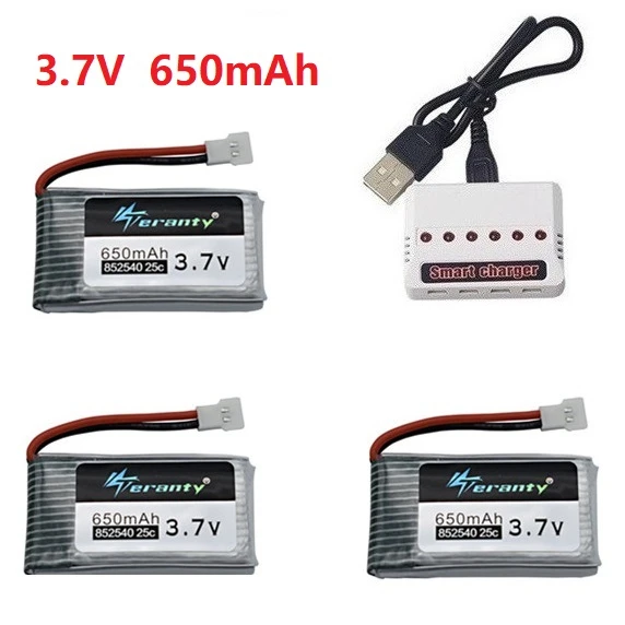 Teranty Power 3.7V 650mAh Batería con cargador USB para SYMA X5C X5C-1 X5 H5C X5SW 852540   Batería recargable para drones Lipo de 3,7 V - imagen 5