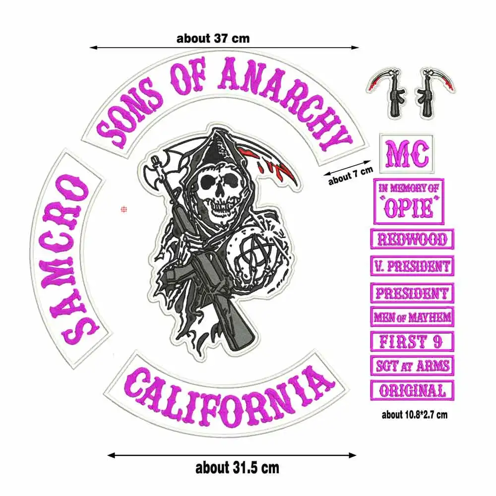 Parche basculante de hijo de anarquía de EE. UU., apliques bordados, etiqueta de costura, parches de motociclista punk, pegatinas para ropa, accesorios de ropa, insignia - imagen 3