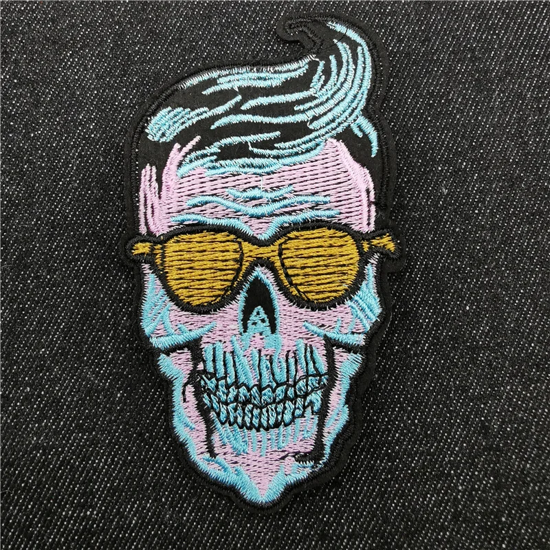 Parches de calavera y corazón para ropa, insignia de costura de Anime de EE. UU., pegatina de aplicación de póker fantasma, parche bordado Punk Hippie en la ropa - imagen 3