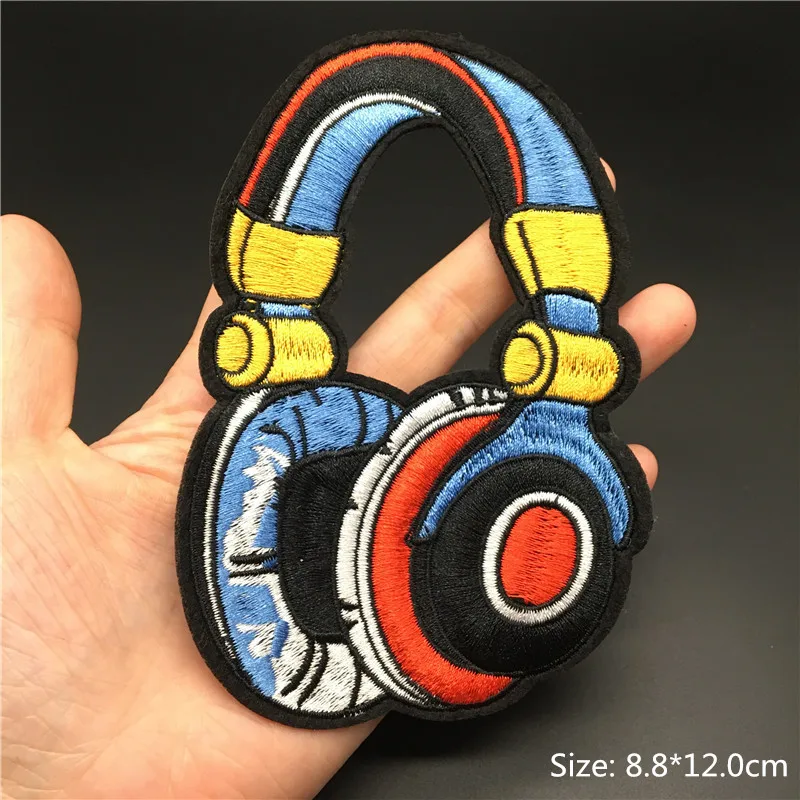 Parches bordados para auriculares de discoteca y música para ropa, apliques de rayas, insignia, decoración de costura, pegatina para ropa, parche para planchar DIY - imagen 3