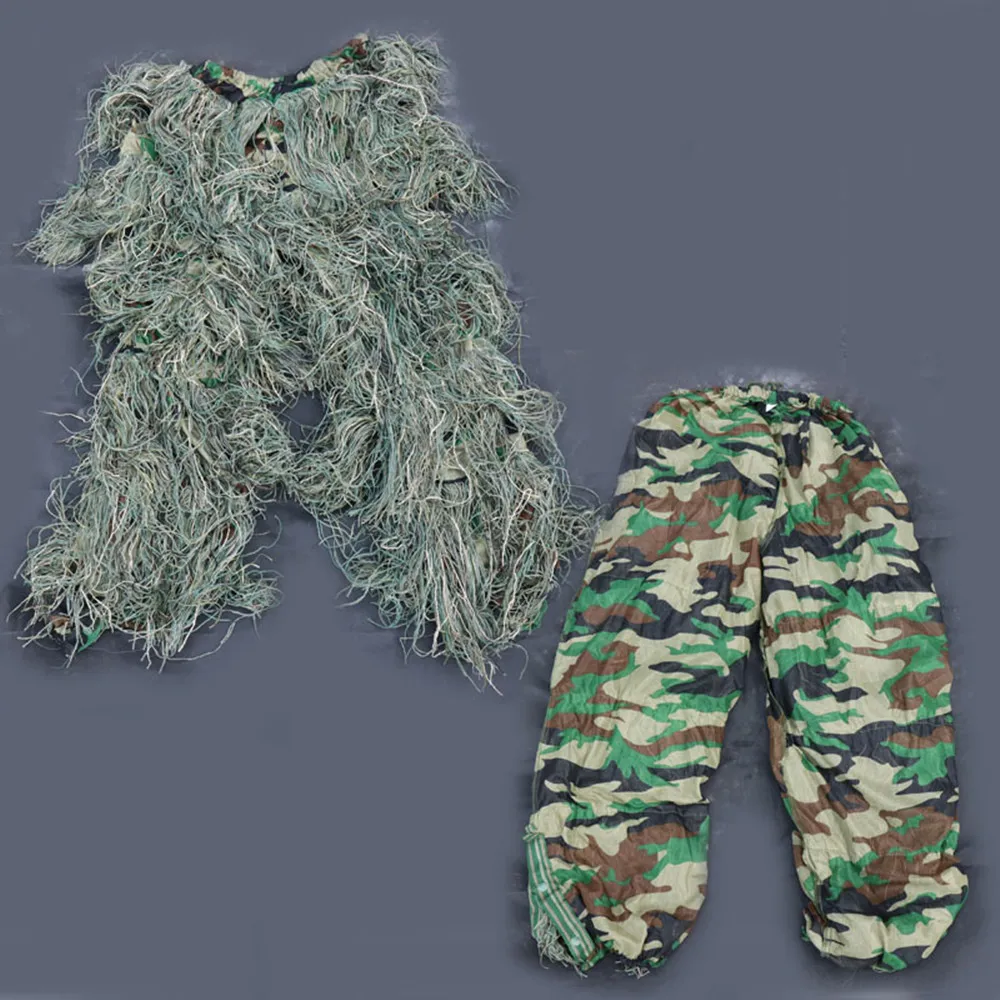 CS Games Traje Ghillie de caza de camuflaje, traje de combate táctico con capucha, Rifle de la selva, chaqueta de camuflaje envolvente, pantalones, niño, nuevo - imagen 5