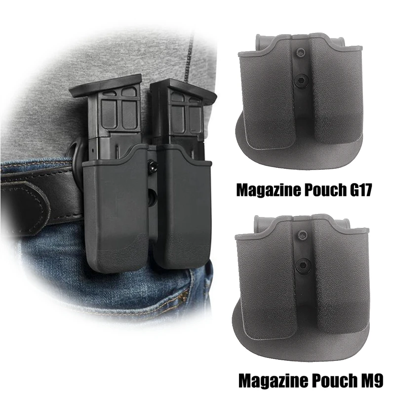 Bolsa Universal doble para revistas, soporte para revistas Compatible con Mags de doble pila de 9mm/.40, bolsa de transporte para cinturilla exterior Molle G17