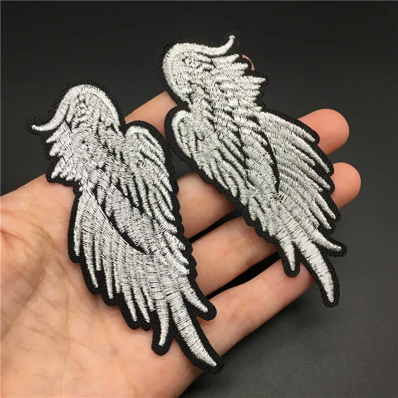Tamaño de alas de Ángel: 3,8x9,4 cm, parche para planchar para ropa, pegatina de chaqueta a rayas bordadas, insignia DIY, apliques de ropa para coser, 2 uds. - imagen 4