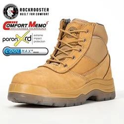 ROCKROOSTER Botas tácticas impermeables de cuero con puntera de acero