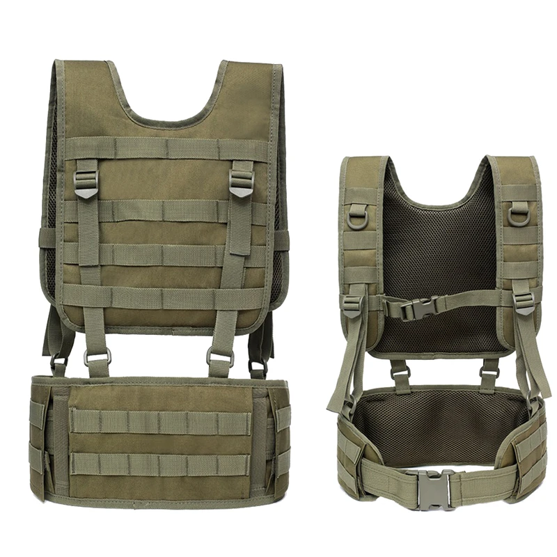 Conjunto de chaleco de cinturón táctico al aire libre, chaleco de caza Molle, arnés de Paintball Airsoft militar al aire libre, cinturón acolchado, armadura corporal