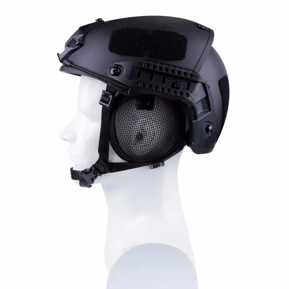 Mascarilla táctica de seguridad para deportes al aire libre, Máscara protectora de red de acero para las orejas, Airsoft, BB, Paintball, tiro