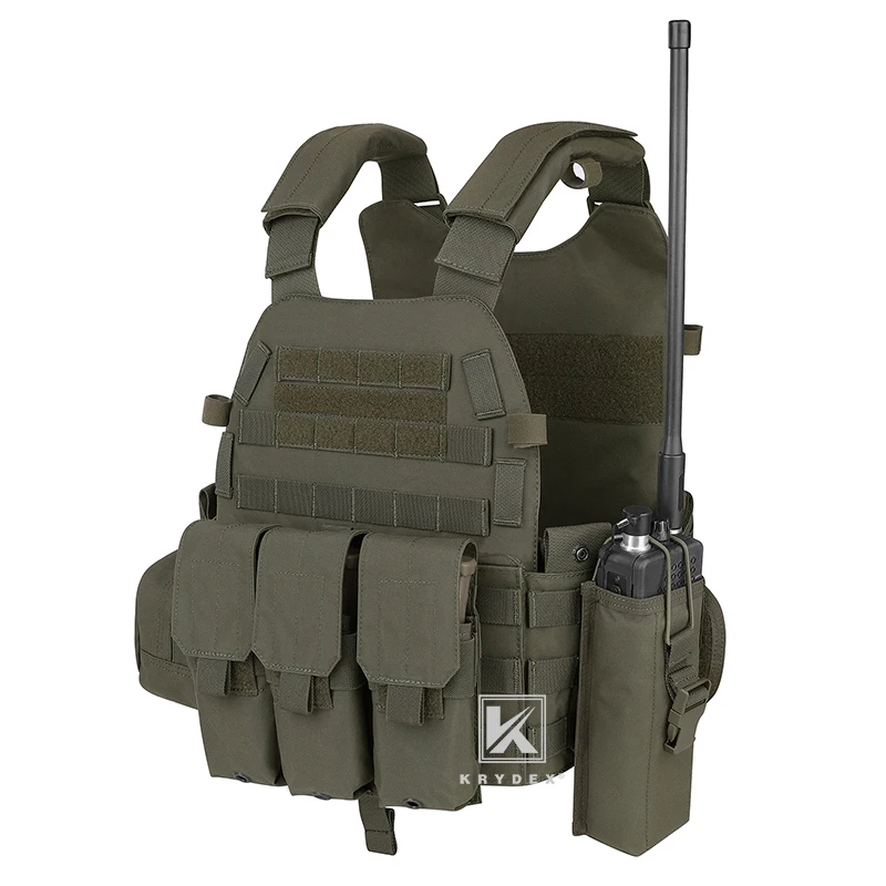 KRYDEX-chaleco táctico LBT 6094A, Airsoft, caza, Paintball, placa Modular MOLLE, portador con Triple Mag, Radio, bolsa de basura, Ranger Green - imagen 3