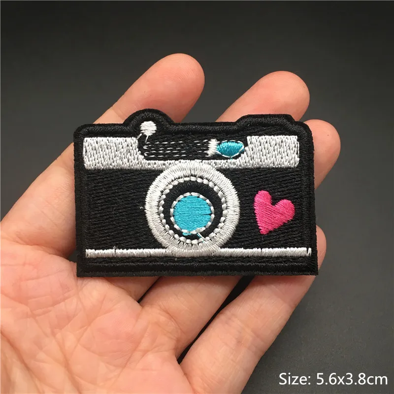 1 unidad de cámara bonita, tamaño: 5,6x3,8 cm, bordado de rayas para ropa, mochila, Parche de planchado, costura de ropa, pegatina, apliques, insignia DIY - imagen 5
