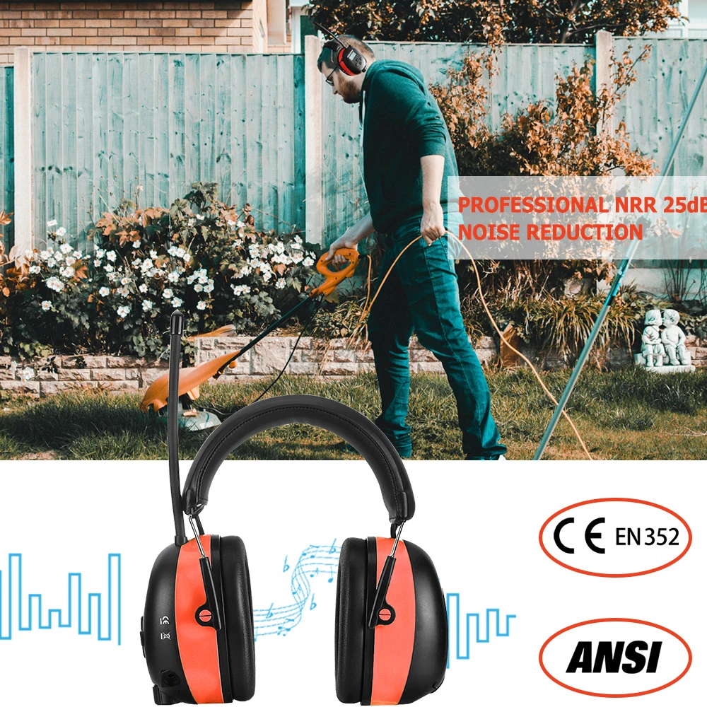 ZOHAN-orejeras electrónicas con Bluetooth 5,0, DAB/FM, Radio con batería recargable de 2000 mA para deshierbe, reducción de ruido ajustable - imagen 5
