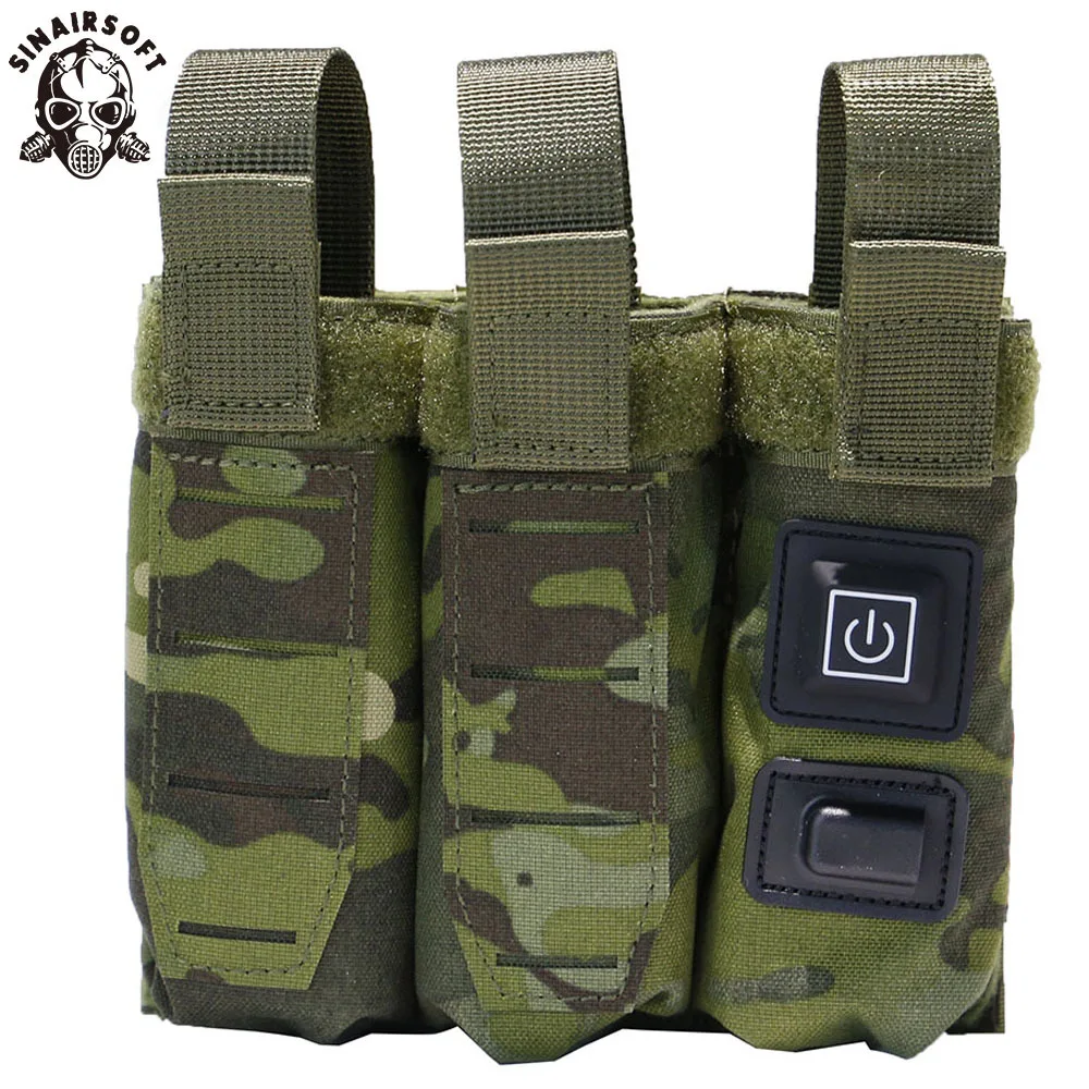 Bolsa táctica Molle para revistas de 9mm, funda con función más cálida, accesorios de caza, pistola, alimentación USB, temperatura ajustable