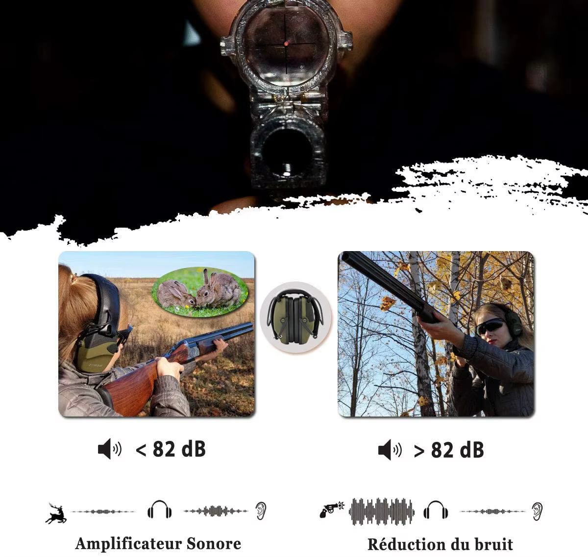 ZOHAN-protector auditivo para tiro electrónico, amplificación de sonido, orejeras antiruido, entrenamiento de tiro profesional, orejeras protectoras - imagen 4