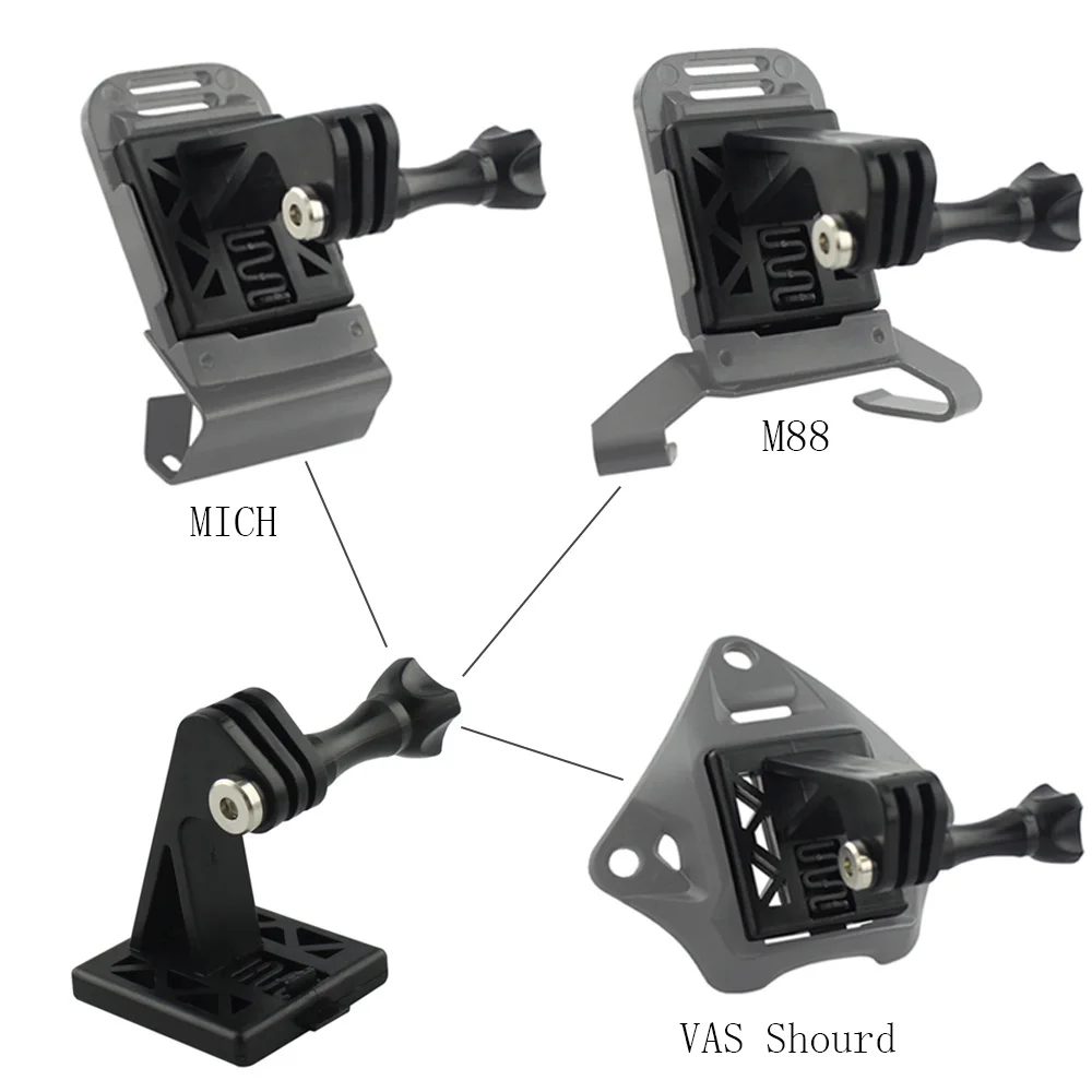 Adaptador DE cámara para casco táctico VULPO, Base DE montaje fijo para cámara Gopro, BK DE - imagen 3