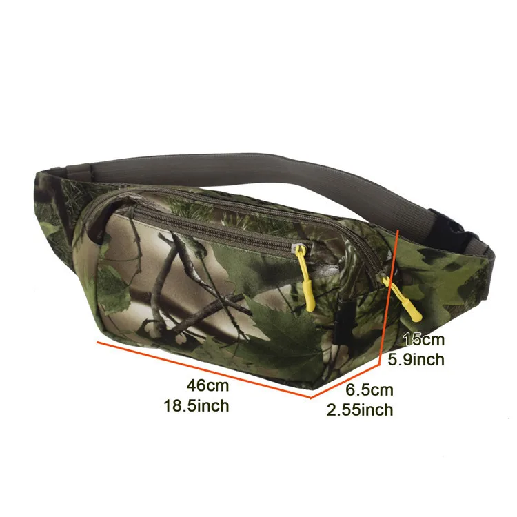 Un paquete de camuflaje con una cremallera amarilla