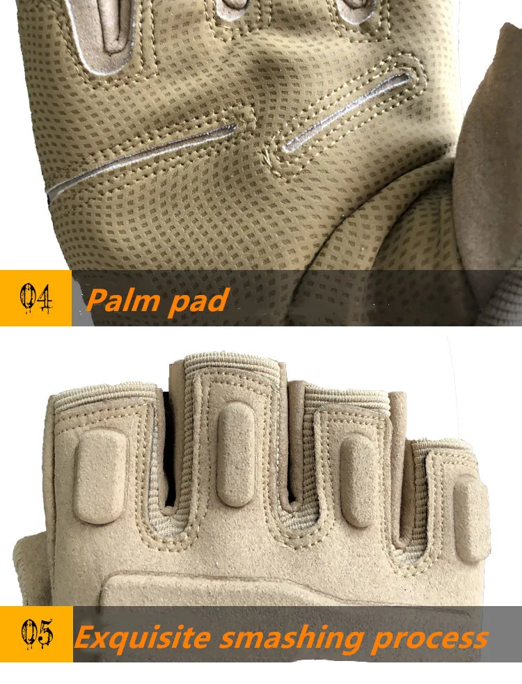 Guante Militar Táctico Medio Dedo - Vista inferior