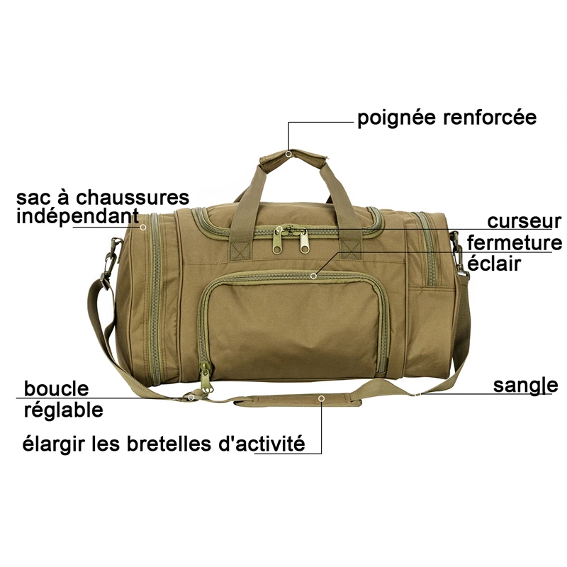 Bolsa Viaje Táctica LQAMRY 40L - Vista superior