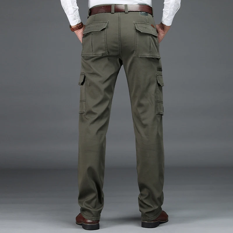 Invierno más terciopelo para mantener el calor moda más bolsillo pantalones tácticos casuales monos de talla grande pantalones de trabajo pantalones de carpintero - imagen 3